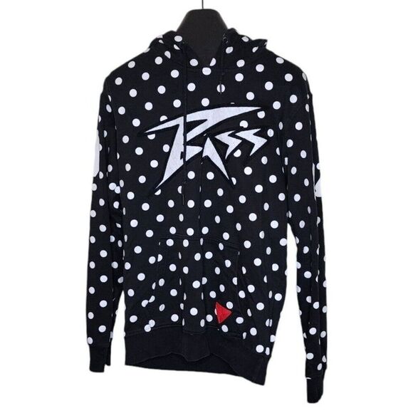 Ron BASS Hoodie Pullover Sweatshirt Patches Mens Size L Black - Picture 1 of 10